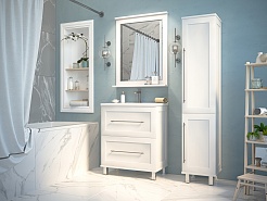 Misty Пенал для ванной Марта 35 белый глянцевый R с б/к – фотография-6